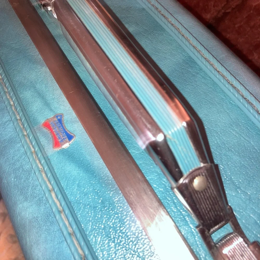 Vintage American Tourister Hard Shell Luggage Suitcase Marbled Turquoise